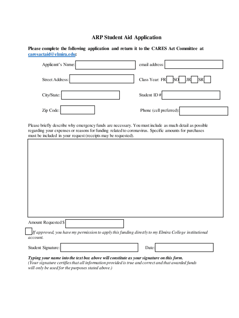 American Rescue Plan Application  Form