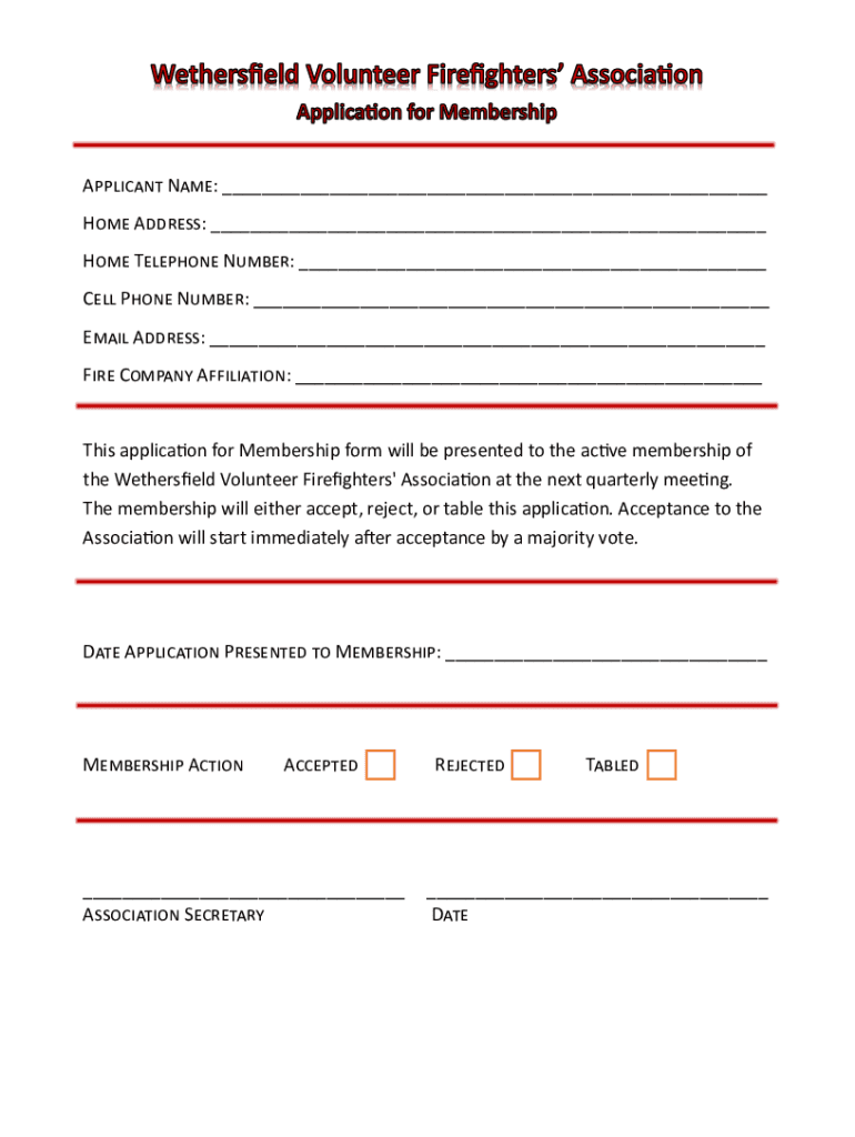 North Conway Water Precinct Fire Department Application  Form