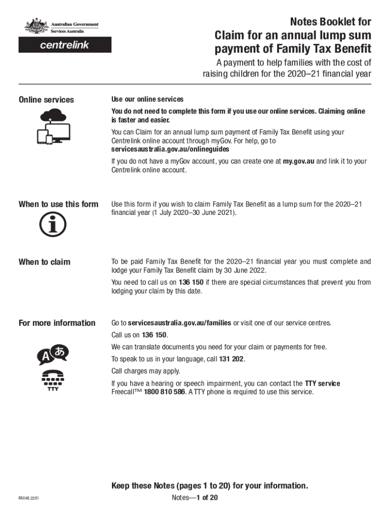 Lump Sum Payment Family Tax  Form