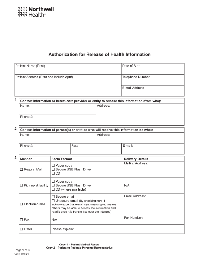  Authorization for Release of Health Information Pa 2021-2024