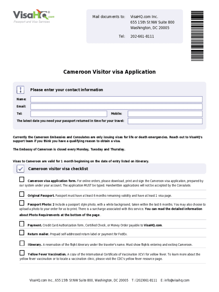 Cameroon Visa Application Form