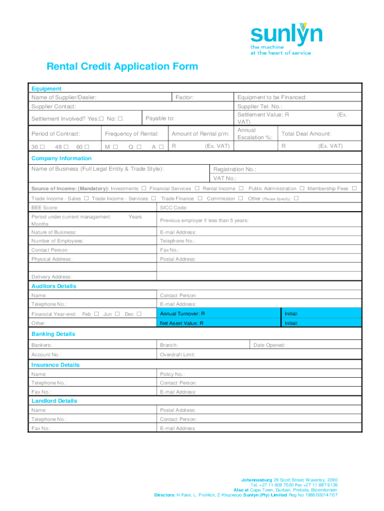 Republic South Africa Application  Form