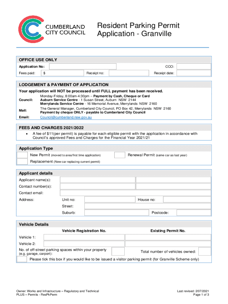  Parking Permit Granville 2021-2024