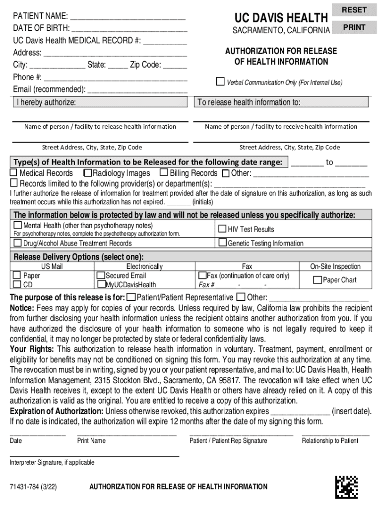  HIM Release of Information UC Davis Health 2022-2024