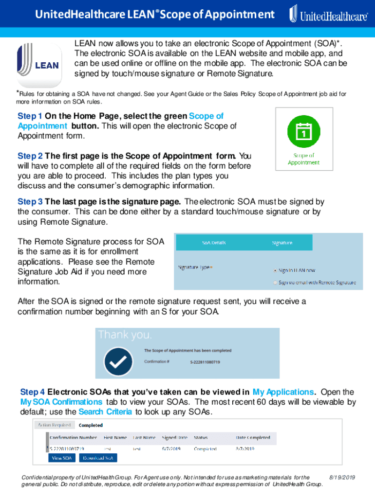 UnitedHealthcare LEAN Scope of AppointmentUnitedHealthcare LEAN Scope of AppointmentUnitedHealthcare LEAN Landmark Electronic Ap  Form