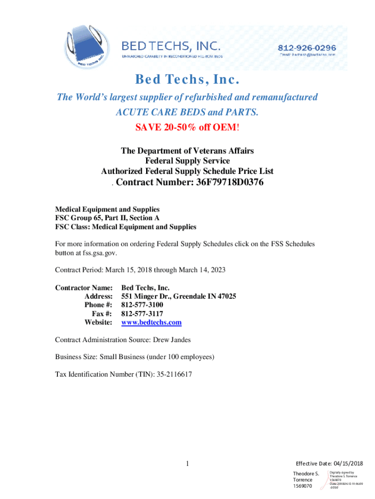 Bed Techs, INC ,United States  Form