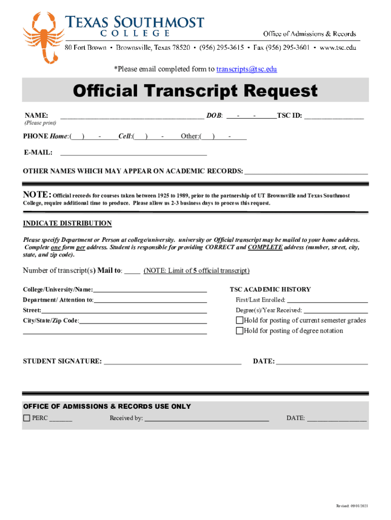  Www pdfFiller Com57018327 OfficialTranscript2013 Form TSC Official Transcript Request Fill Online 2021-2024