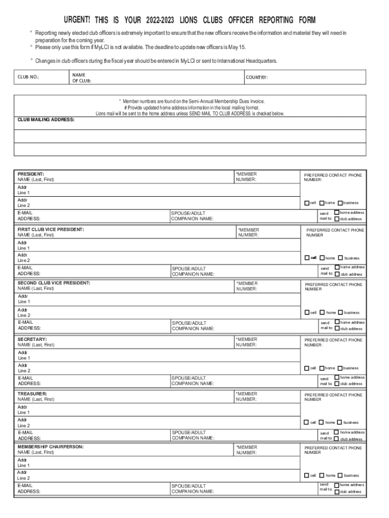  Officer Reporting Form 2022-2024