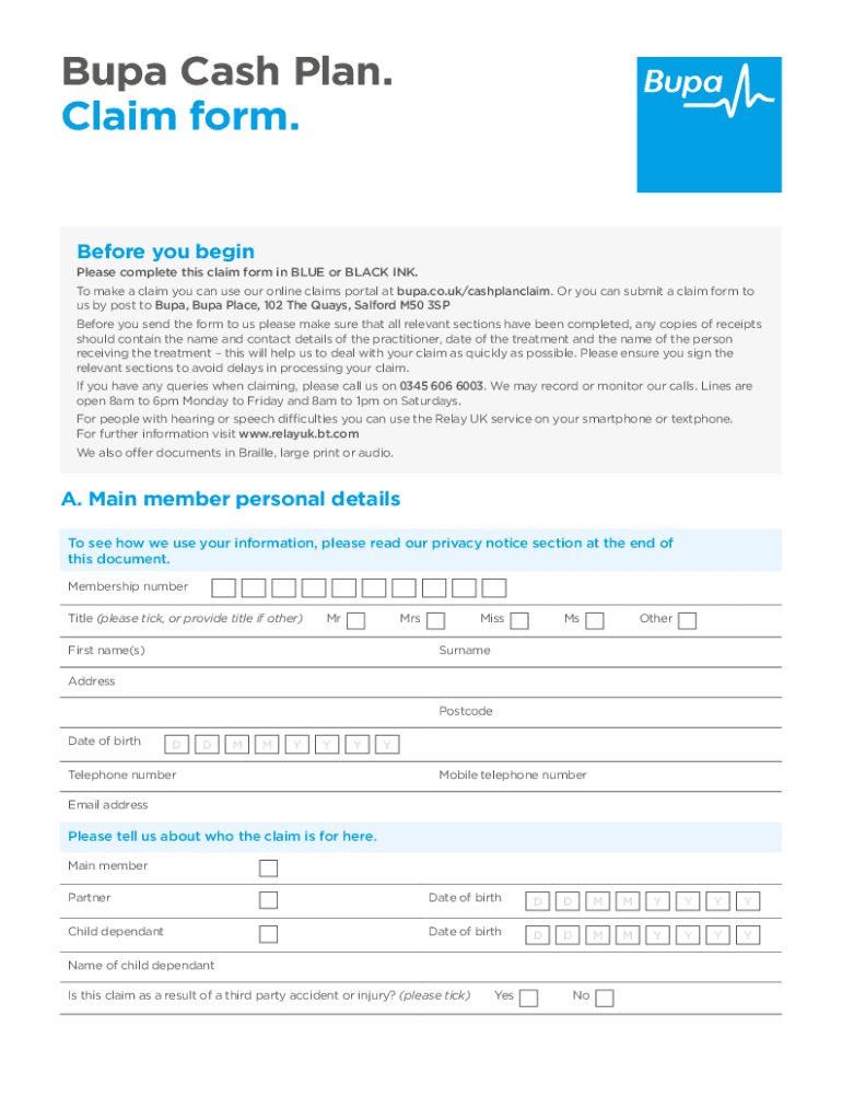 Www Bupa Co UkmediaBupa Cash Plan Claim Form