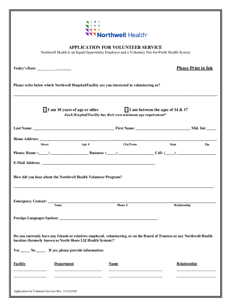  Northwell Health Volunteer Application 2022