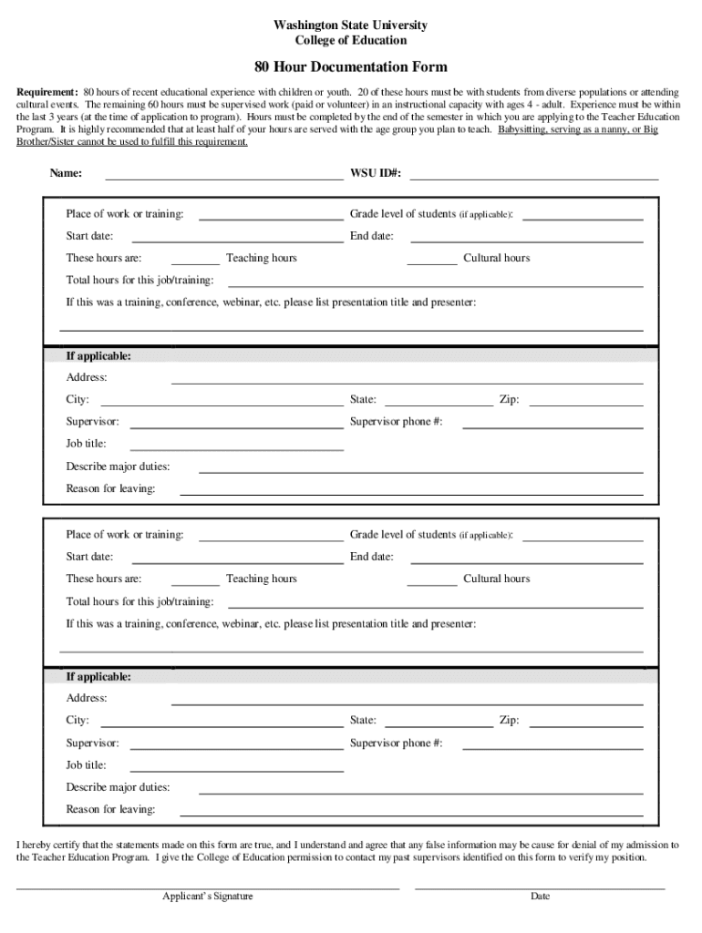  WSU 80 Hour Documentation Form 2021-2024