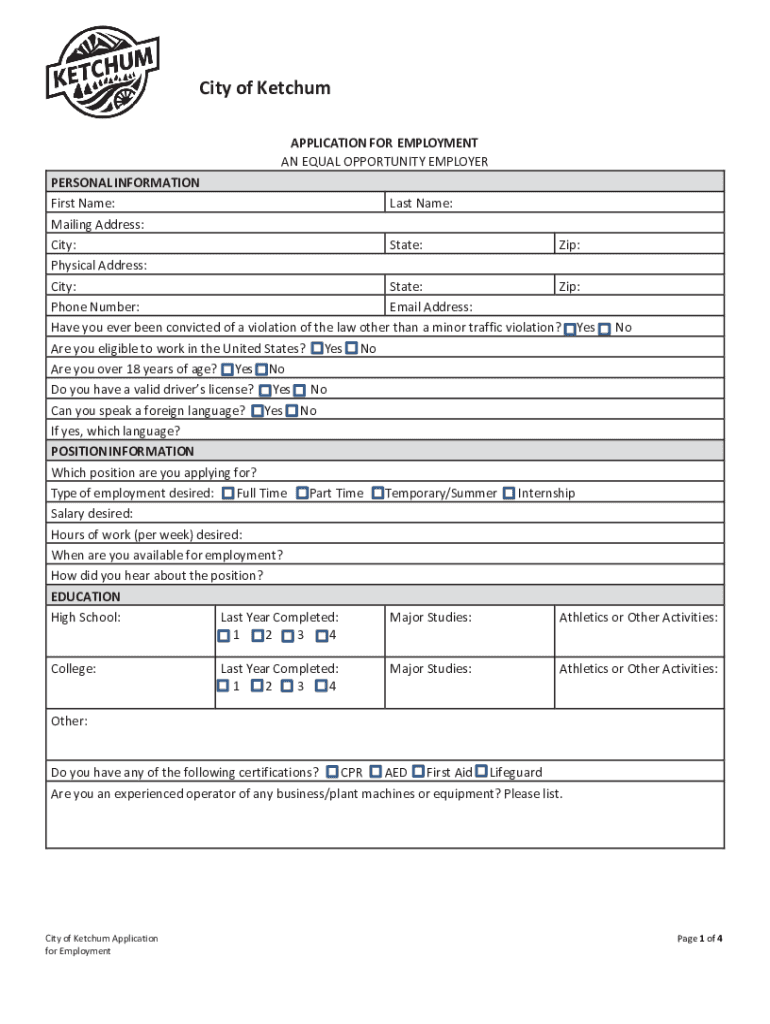 Www Ketchumidaho Org Sites DefaultCity of Ketchum  Form