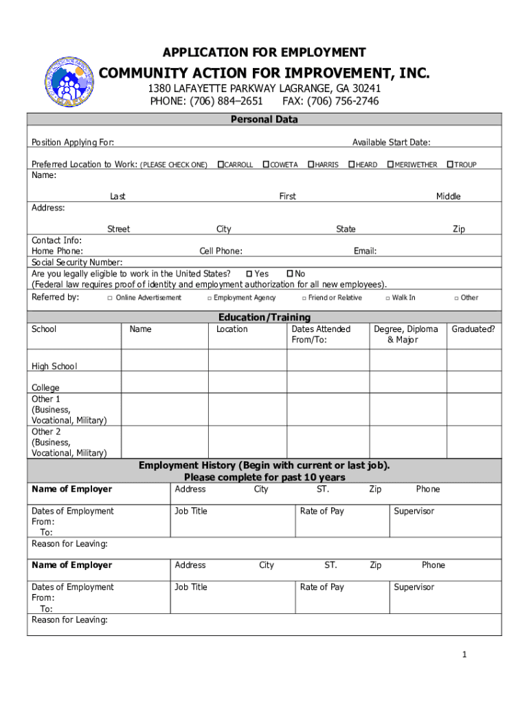 Www Cafi Ga Org Wp Content UploadsCOMMUNITY ACTION for IMPROVEMENT, INC  Form