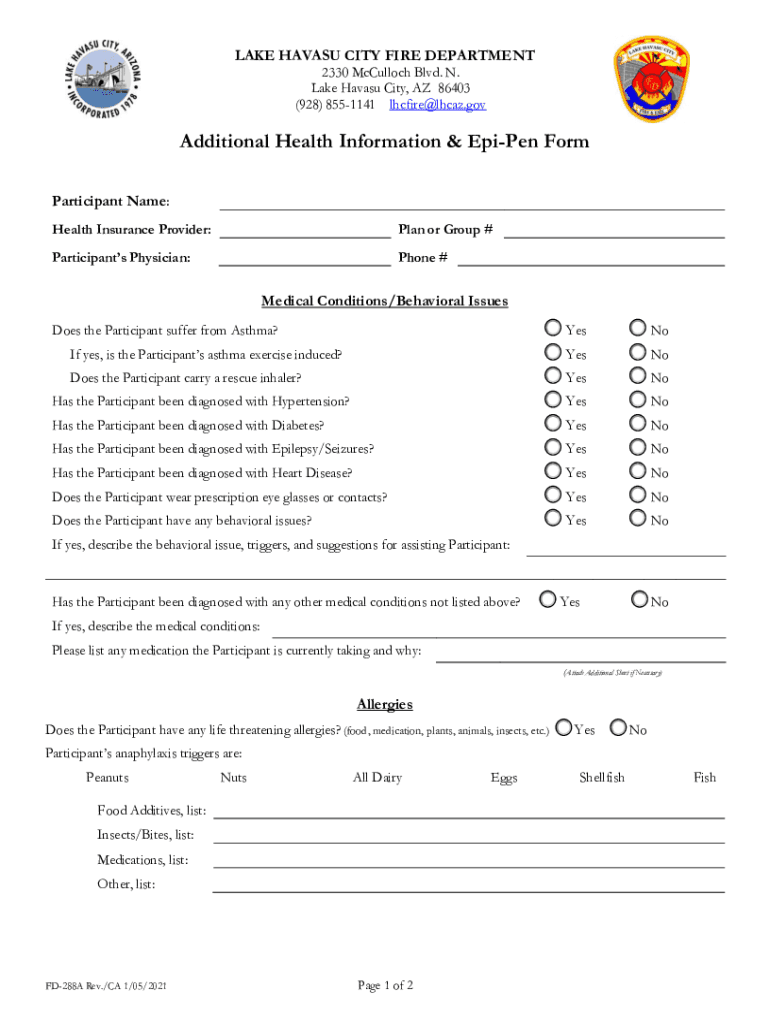 Www Lhcaz Gov Docs Default SourceAdditional Health Information &amp; Epi Pen Form