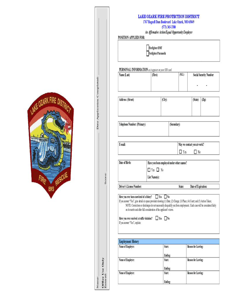 List of Lake Ozark Protection District Fire Stations  Form