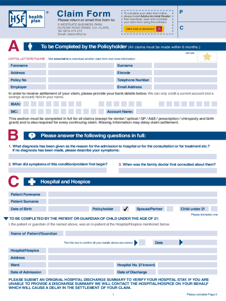 Hsf Health Plan Claim Form