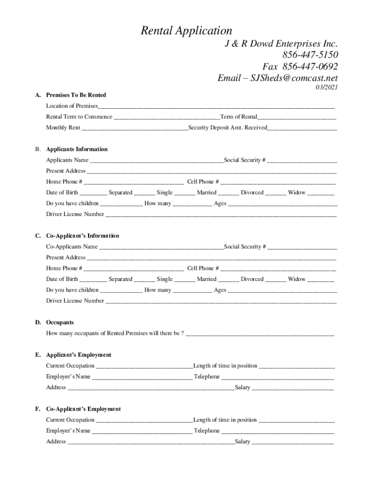 PDF Rental Application Form