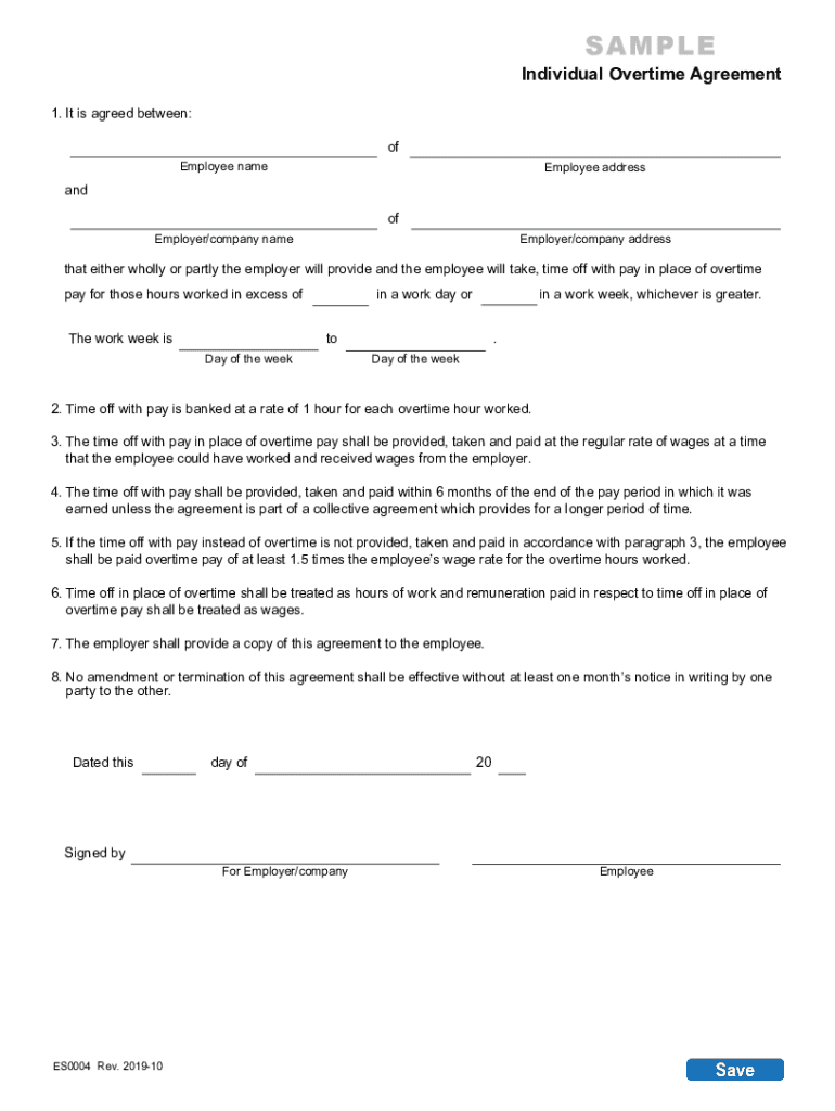 Alberta Employment Sample Overtime  Form