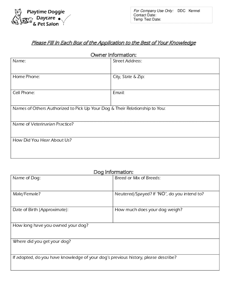  Application Form for Pet Bathing 2022-2024