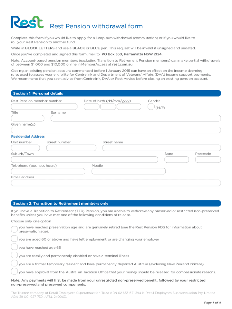  Pension Withdrawal Form 2022-2024