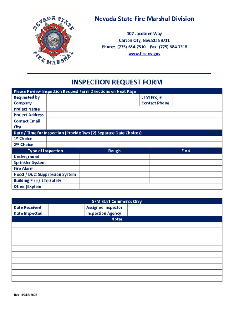 INSPECTION REQUEST FORM