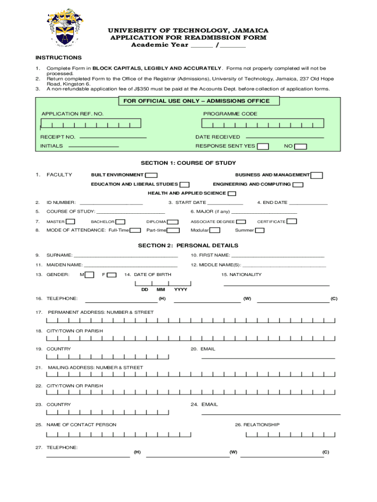 Utech Application  Form