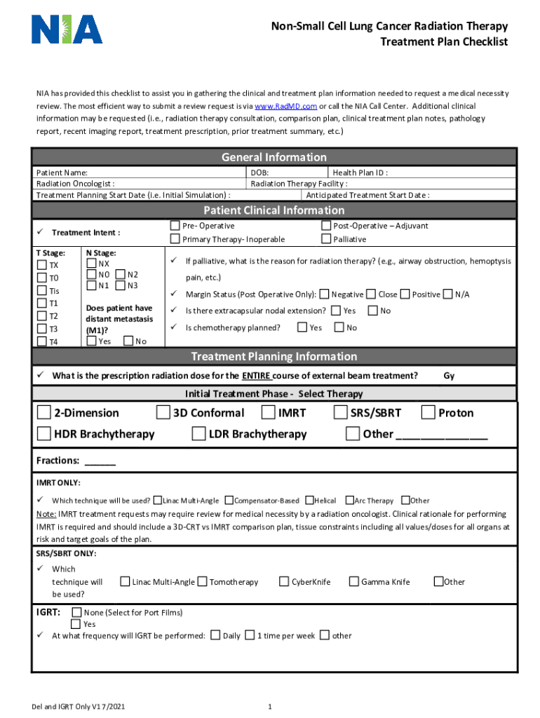 Treatment of NonSmall Cell Lung Cancer Radiation TherapyFishman&#039;s  Form