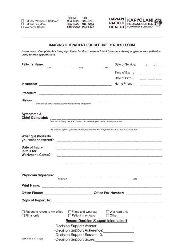  Www Hawaiipacifichealth Orgmedia1837Outpatient Imaging Procedure Request Form Hawaii Pacific Health 2020-2024
