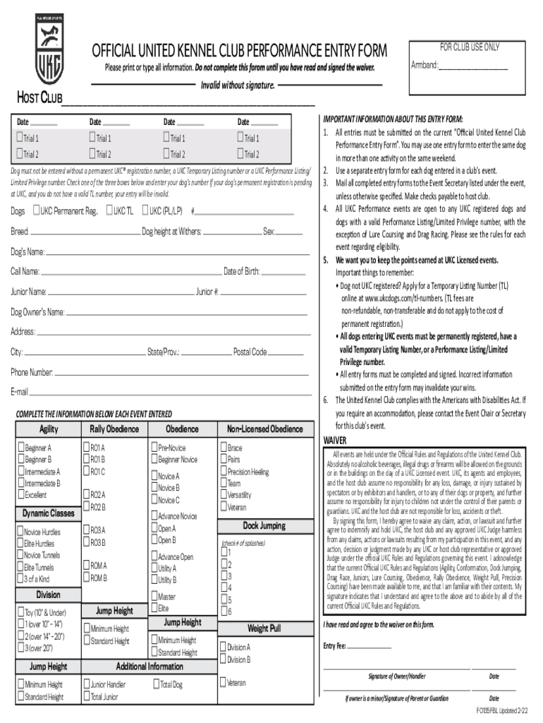 Ukc Entry Form