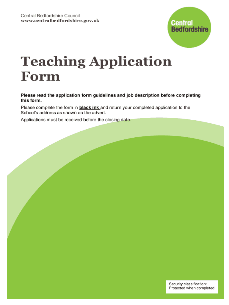 United Kingdom Teaching Application  Form
