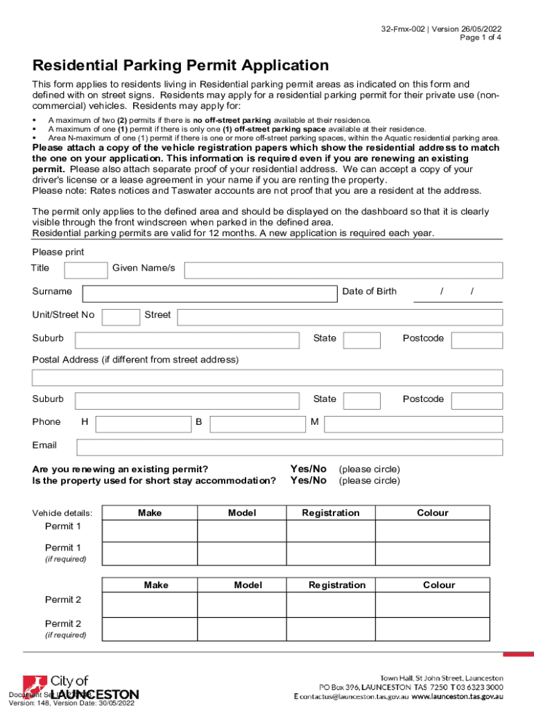 City Residential Parking Permit 20222024 Form Fill Out and Sign