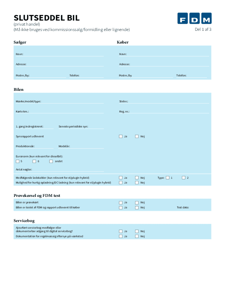 Slutseddel Til Salg Af Privat Bil Til Erhverv Amino Dk  Form