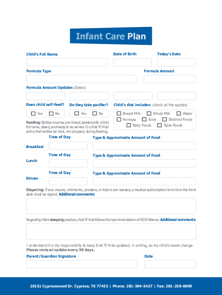  Www Coursehero Comfile641028778infantcareplan5 14 12New DOC Kids R Kids of Round 2022-2024