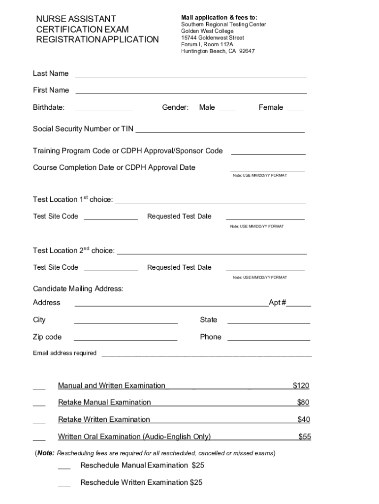 Fill IoMission College Santa Clara NurseFillable Mission College Santa Clara Nurse Assistant  Form