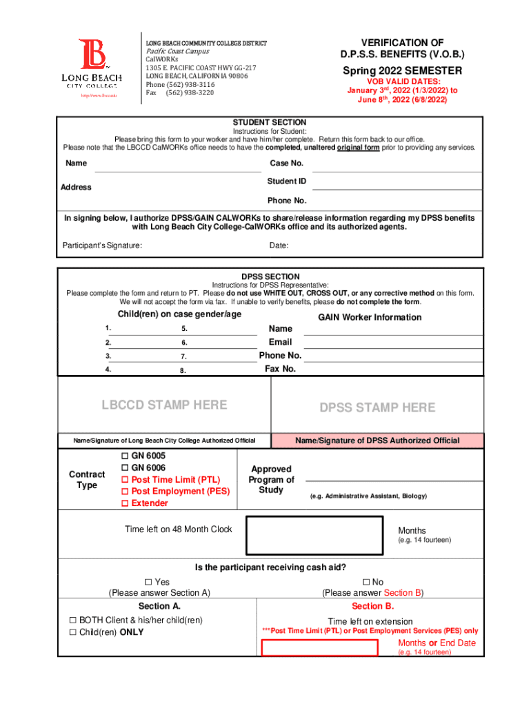 LBCCD STAMP HERE DPSS STAMP HERE Long Beach City College  Form