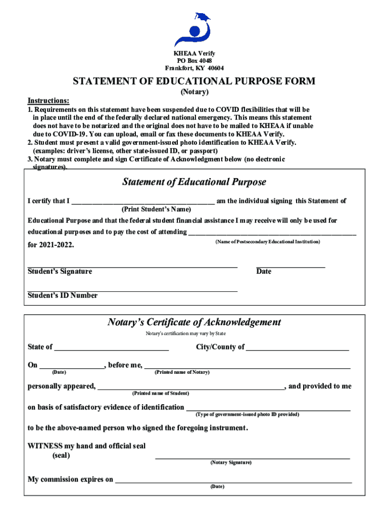 what is identity statement of educational purpose