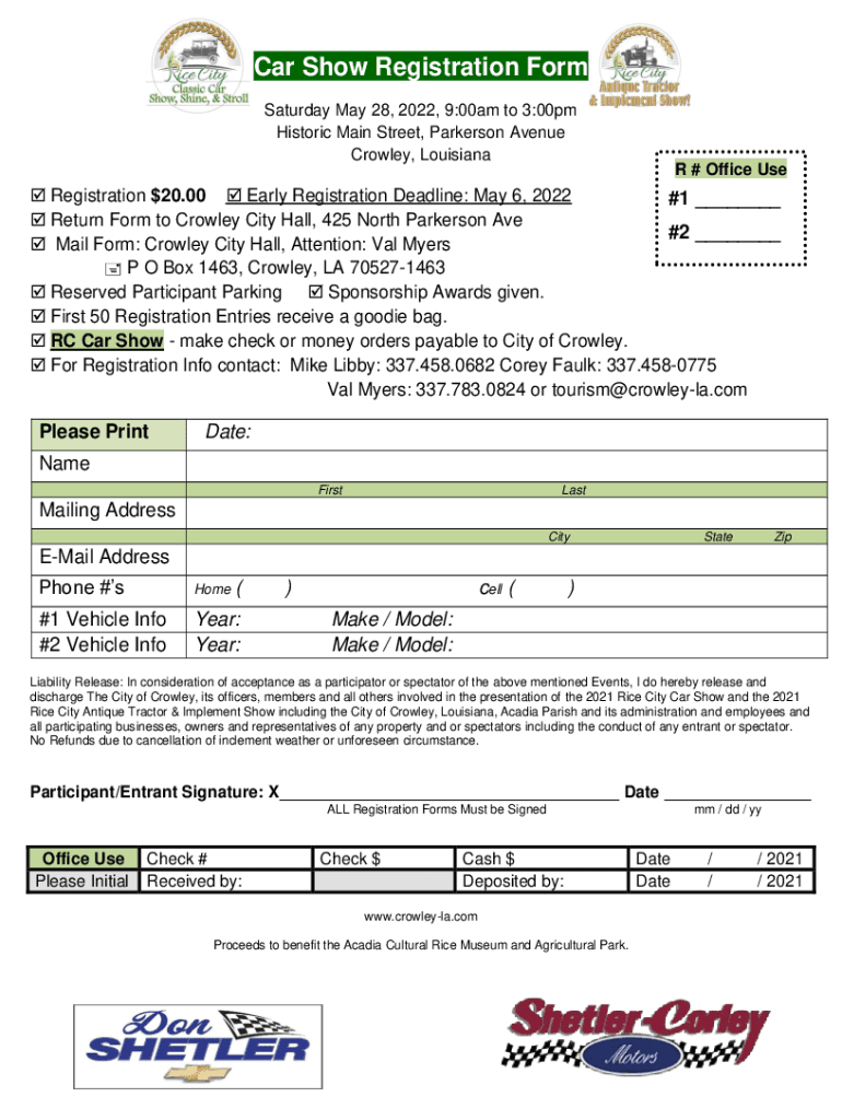  Www Registrationformtemplate Com Car Show Car Show Registration Form Template 2022