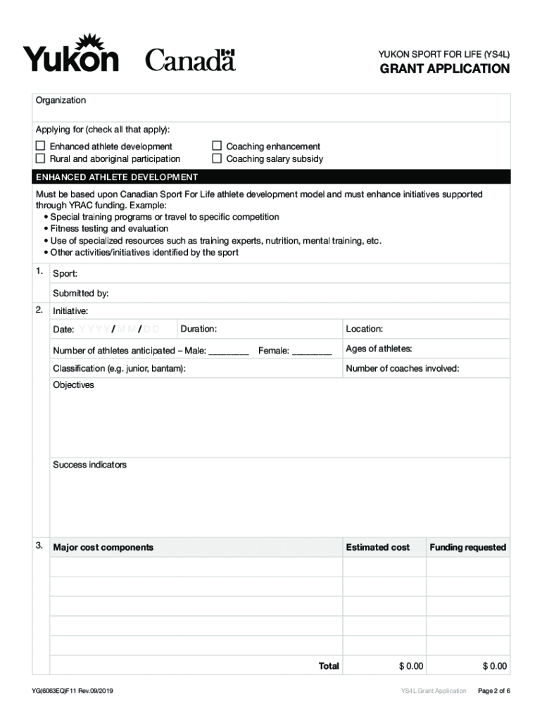 Fillable Online YUKON SPORT for LIFE YS4L GRANT APPLICATION Fax Email  Form