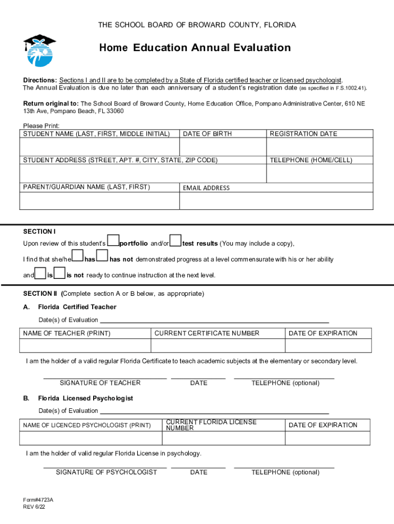  Www Broward K12 Fl UsformspdfsHome Education Annual Evaluation Broward K12 Fl Us 2022-2024