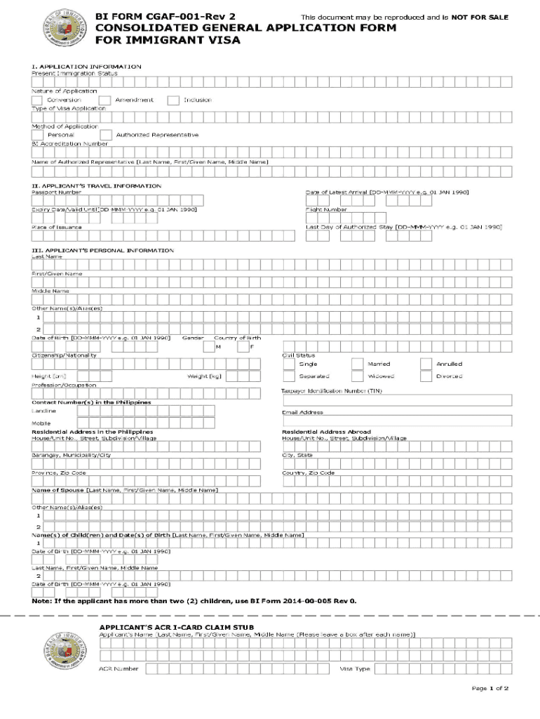  Philippines Application Immigrant Visa Form 2019-2024