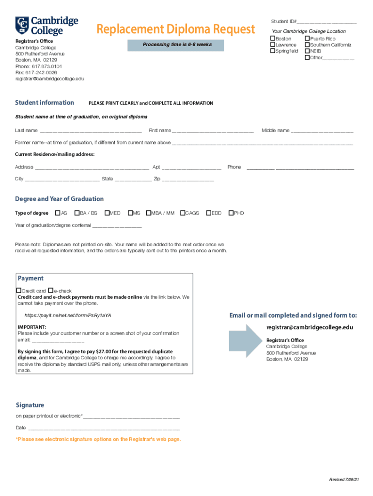 Student Forms &amp;amp; Transcripts Cambridge College