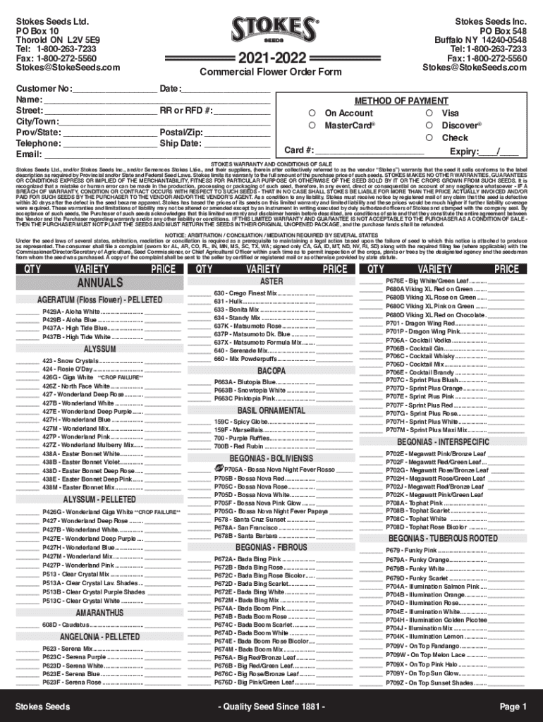 The Green Pages Stokes Seeds Ltd Garden Org  Form