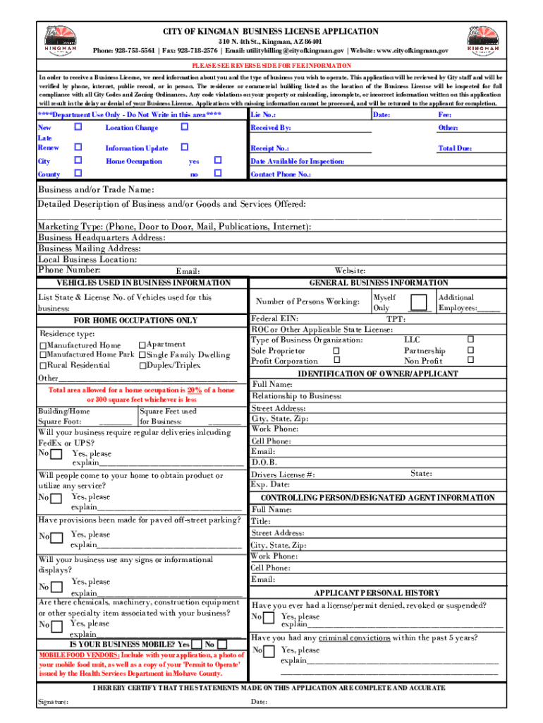 Az City Business License  Form