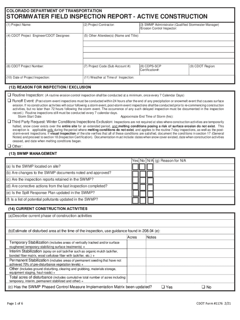  STORMWATER FIELD INSPECTION REPORT ACTIVE 2021-2024