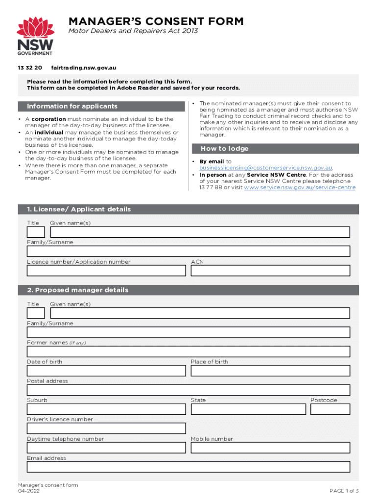 Manager Consent Form