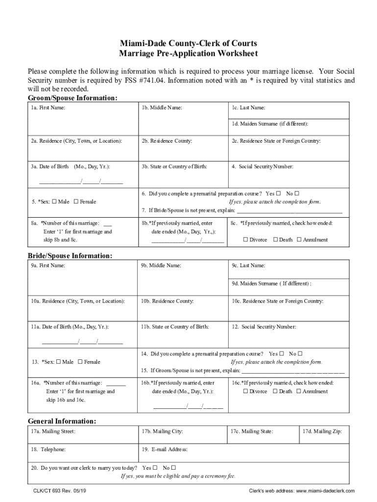 Miami Dade County Clerk  Form