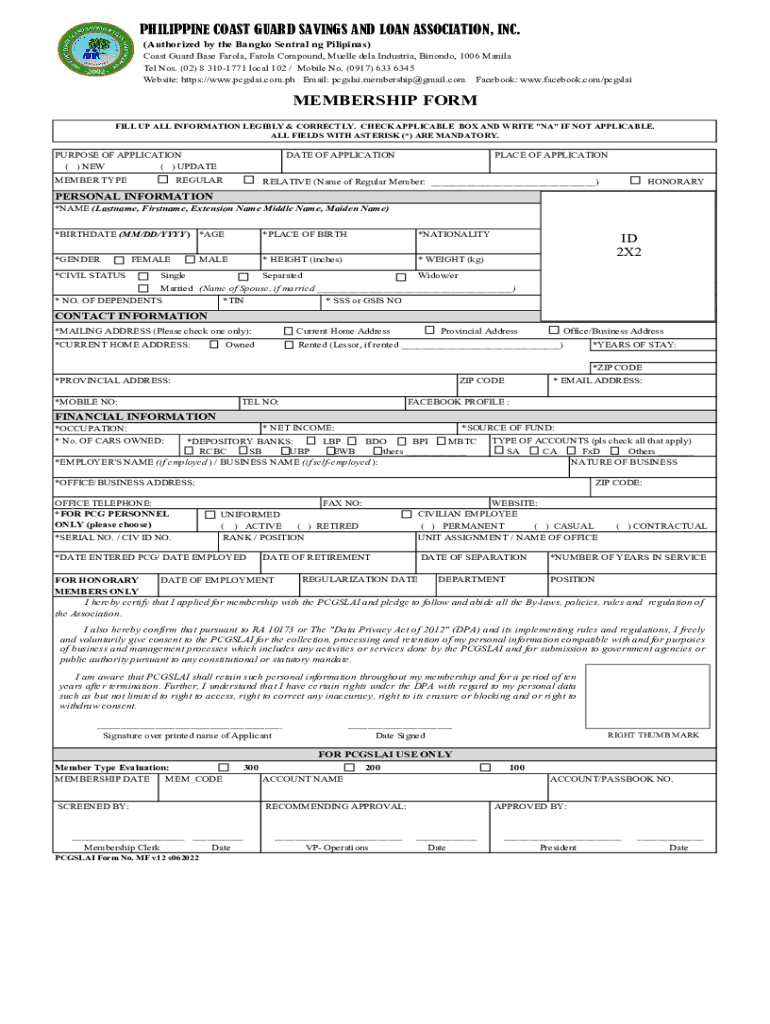  MEMBERSHIP FORM V12 S062022 Xlsx 2022-2024