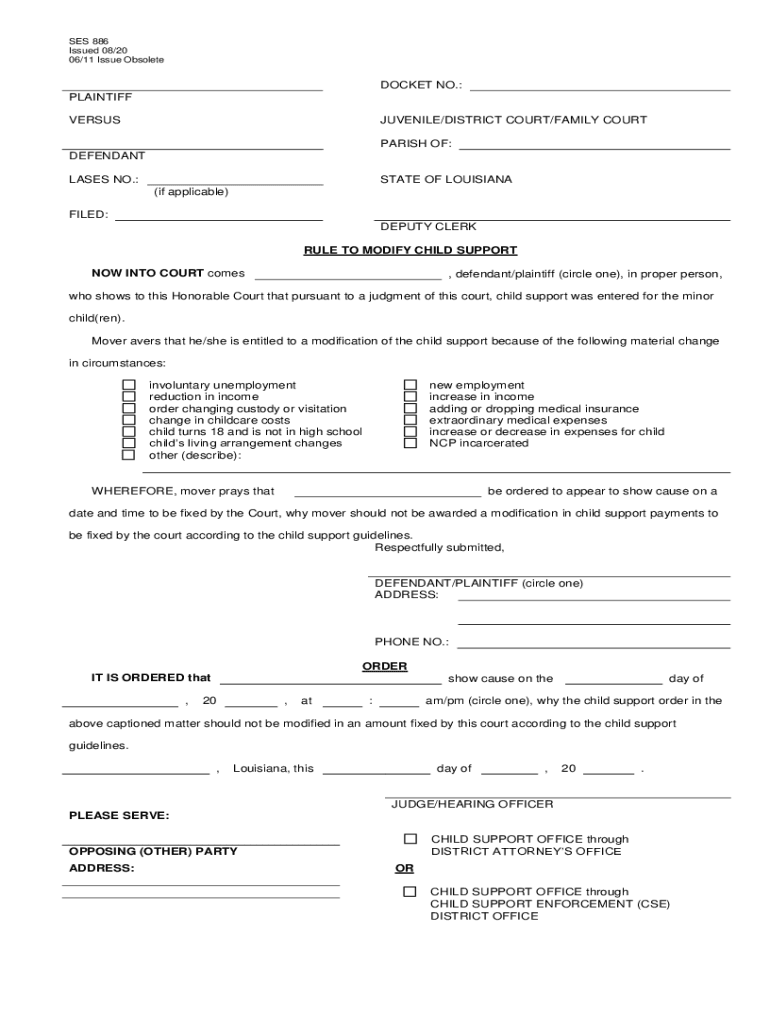Family Services Child Support  Form