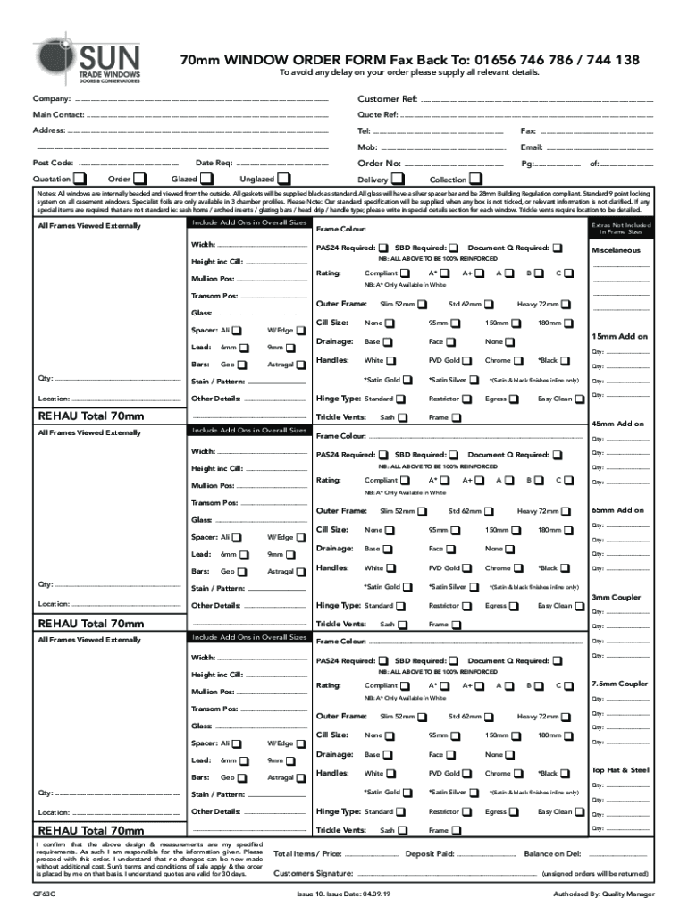  Www pdfFiller Com418145545 70mm BAY ORDER FORMFillable Online 70mm BAY ORDER FORM Fax Back to 01656 746 2019-2024