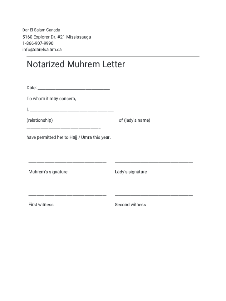 Notarized Muhrem Letter  Form